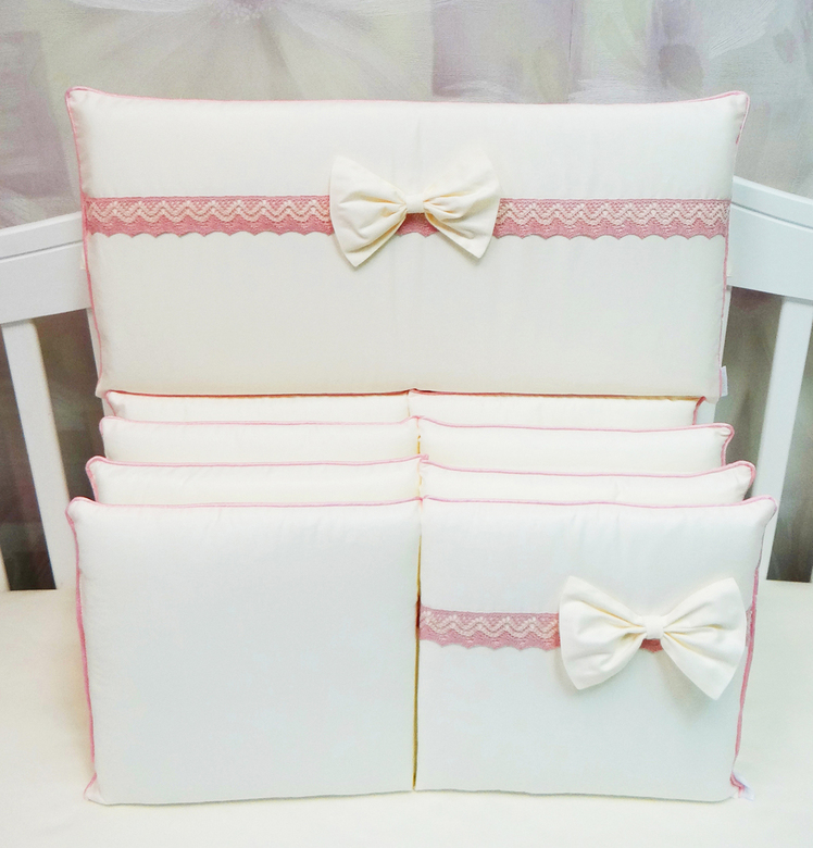 Комплект бортиков #213 цв.молочный/розовый