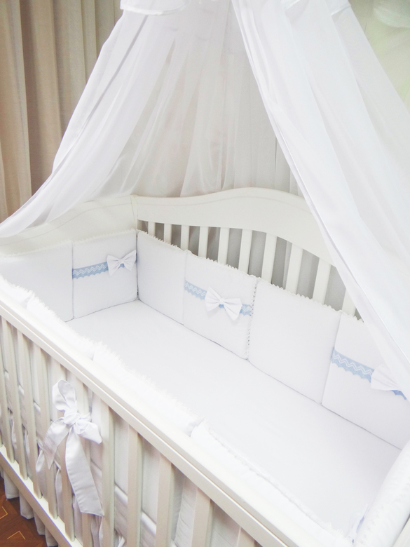 Комплект бортиков #214 цв.белый/голубой