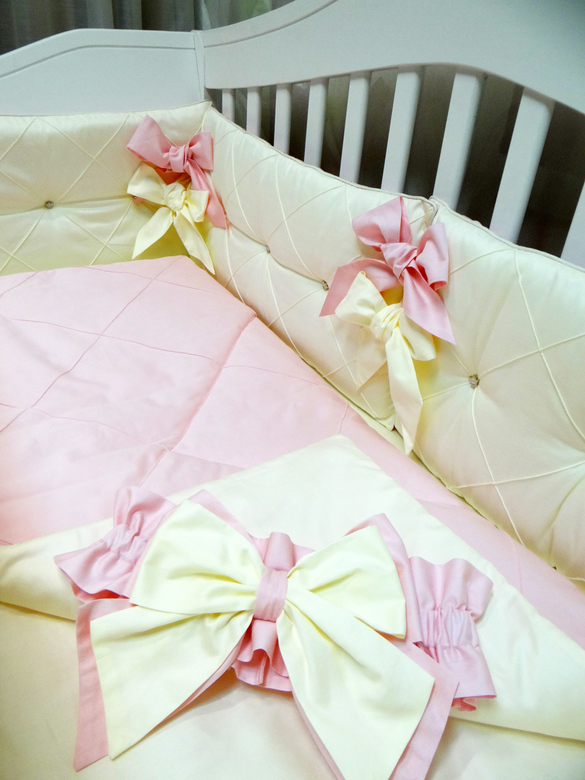 Комплект бортиков #215 цв.ванильный/розовый