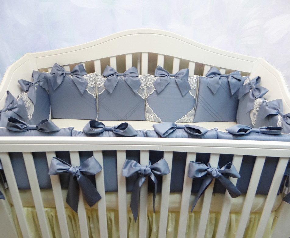 Комплект бортиков #223 цв.серо-синий/молочный