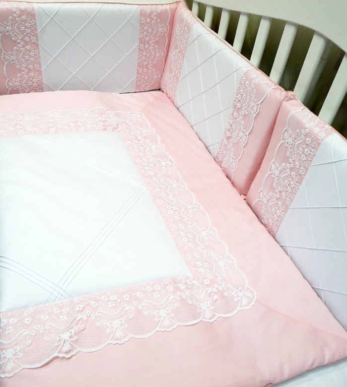 Комплект бортиков #217 цв.розовый/белый