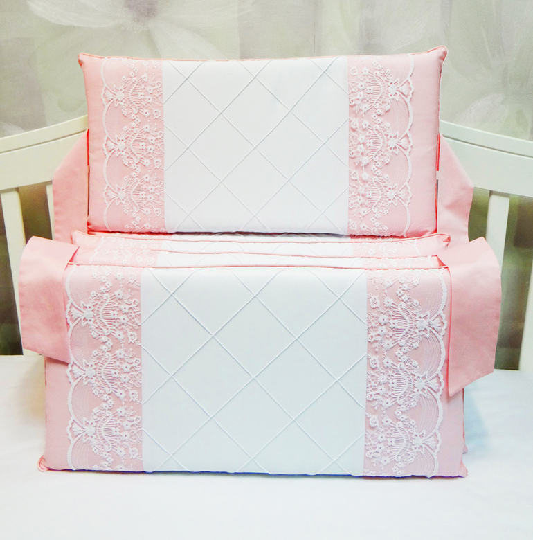 Комплект бортиков #217 цв.розовый/белый