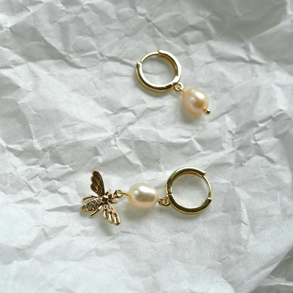 Asymmetric Earrings Bee
