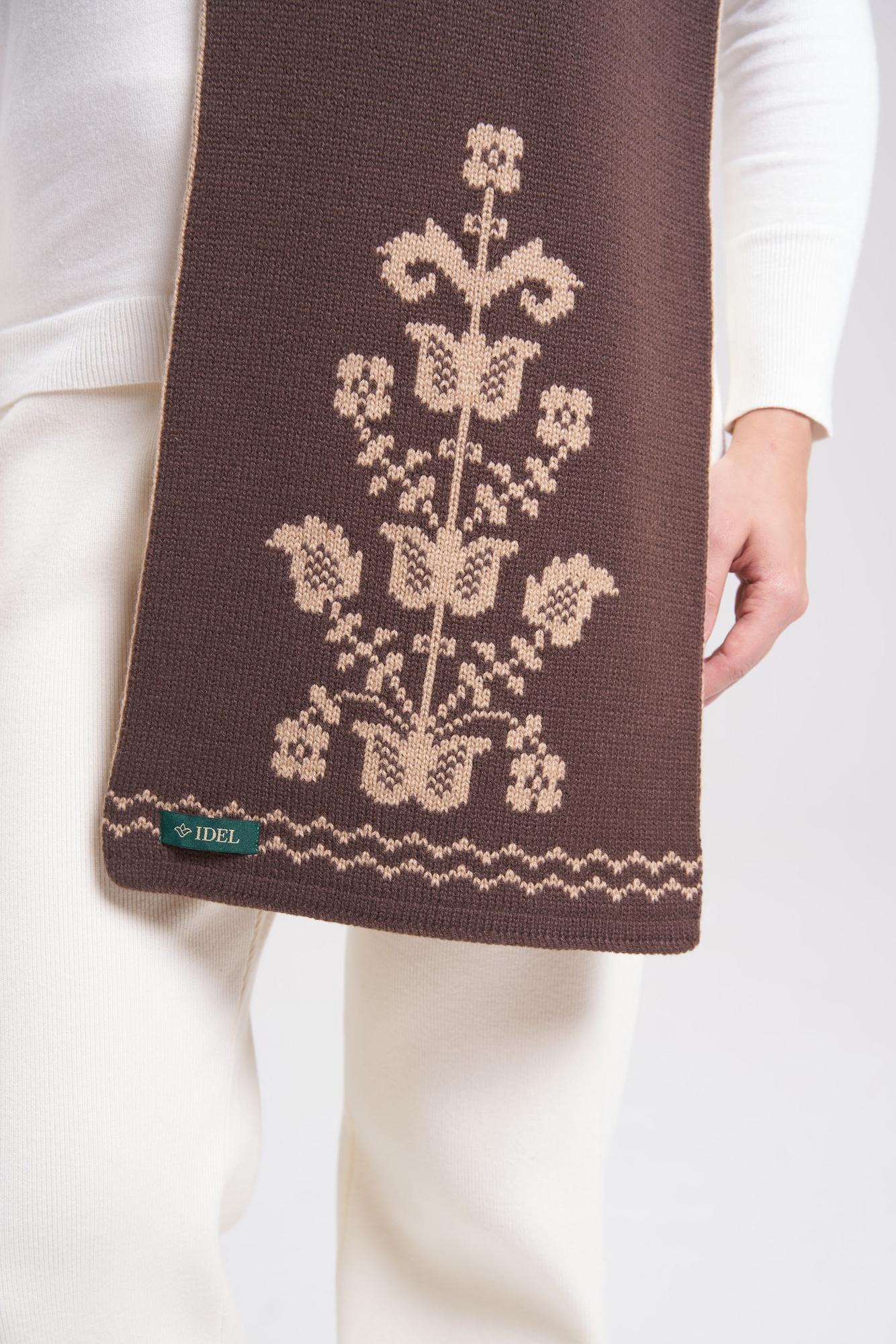 Шарф "Древо жизни" коричневый