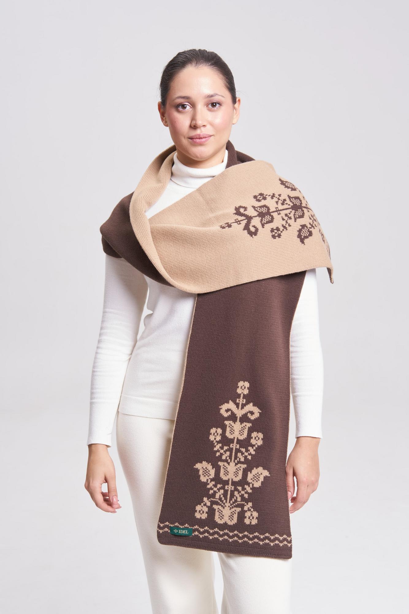Шарф "Древо жизни" коричневый