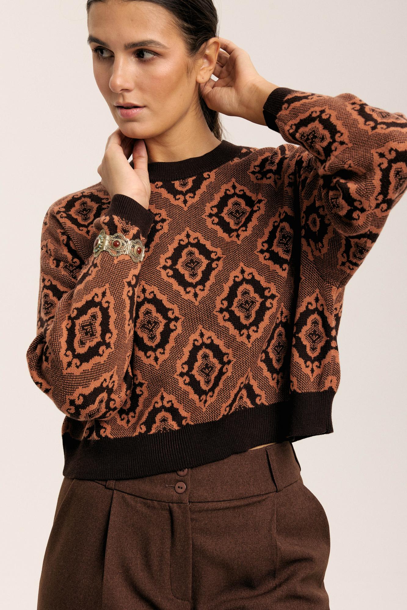 Лонгслив "Тюбетейка" укороченный коричневый