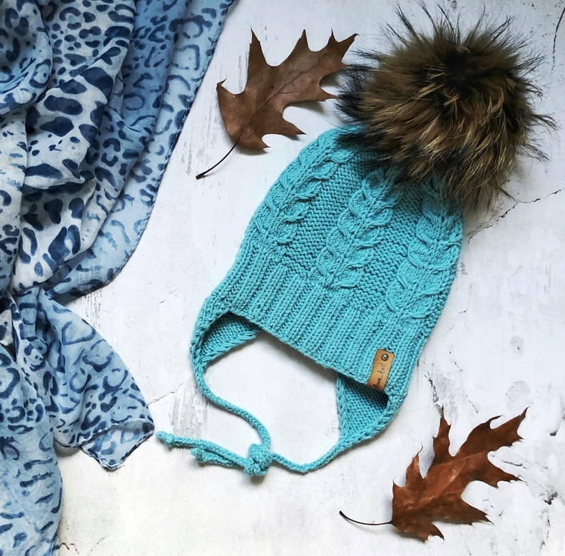 Детская двухслойная шапочка с косами Winter_babyhat