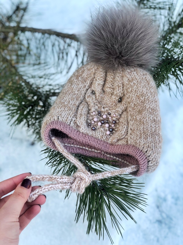 Детская анатомическая шапочка с узором SOVA с вязаной подкладкой