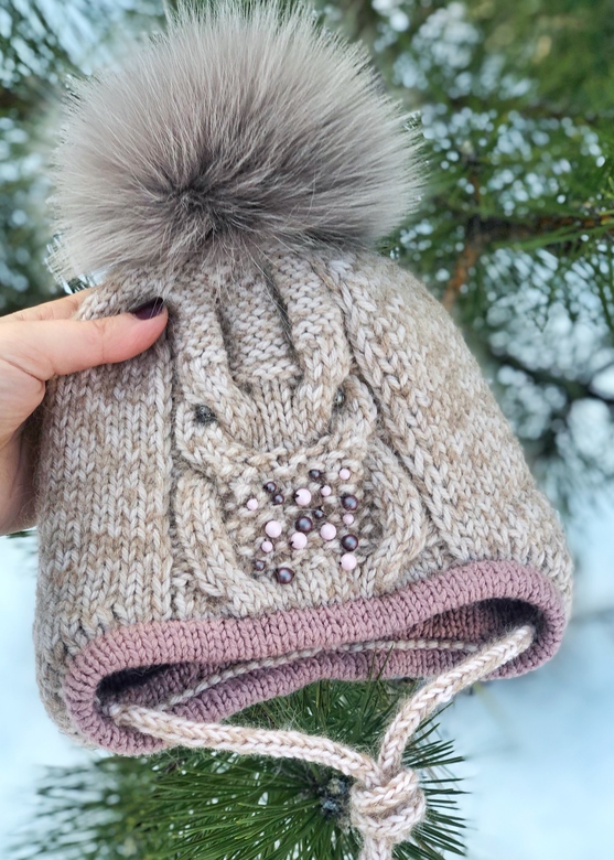 Детская анатомическая шапочка с узором SOVA с вязаной подкладкой