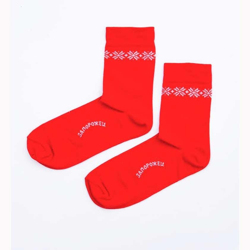 Носки Запорожец Heritage - Снежные Узоры Красный