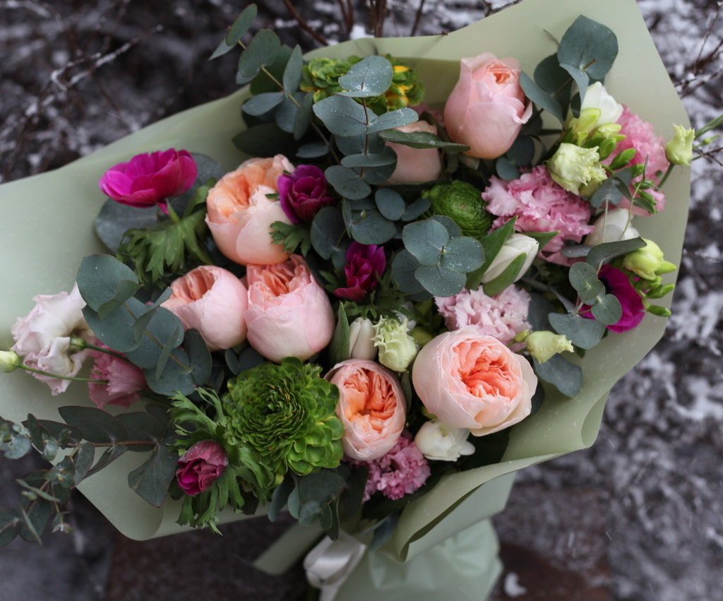 Роскошный букет в пастельных оттенках