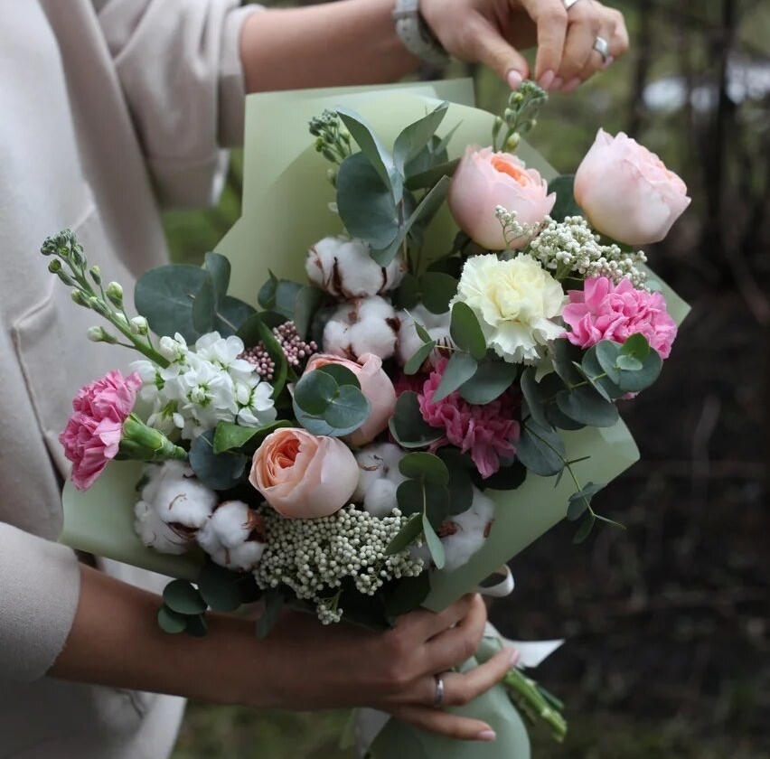 Букет с хлопком