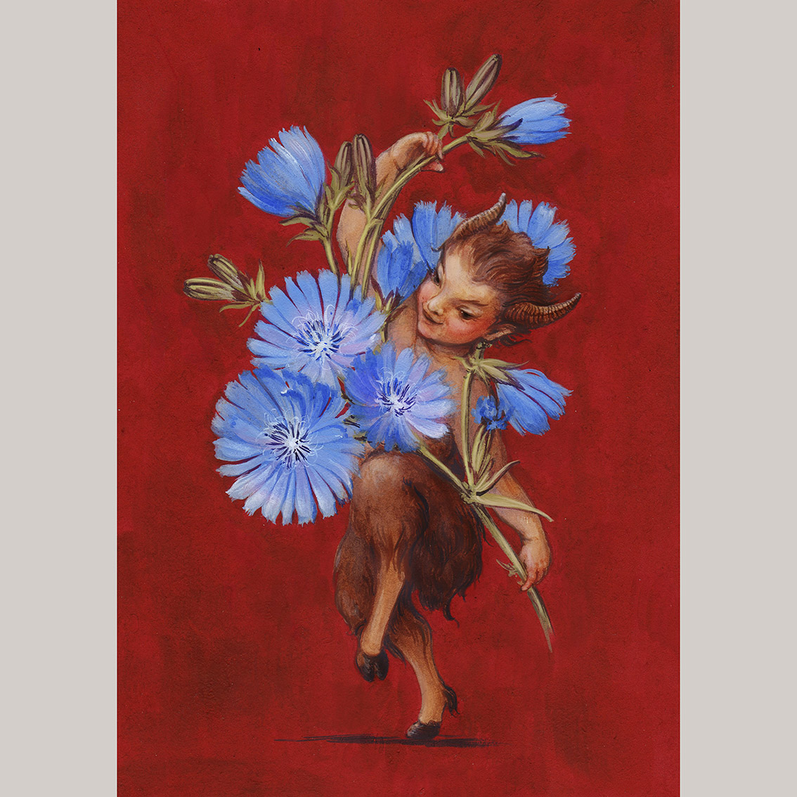 Открытка Фавн с цикорием