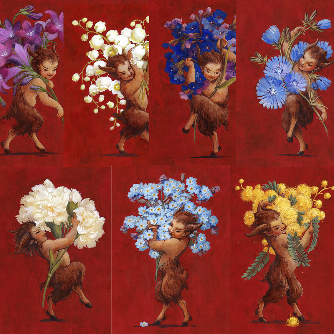 Серия открыток Фавны