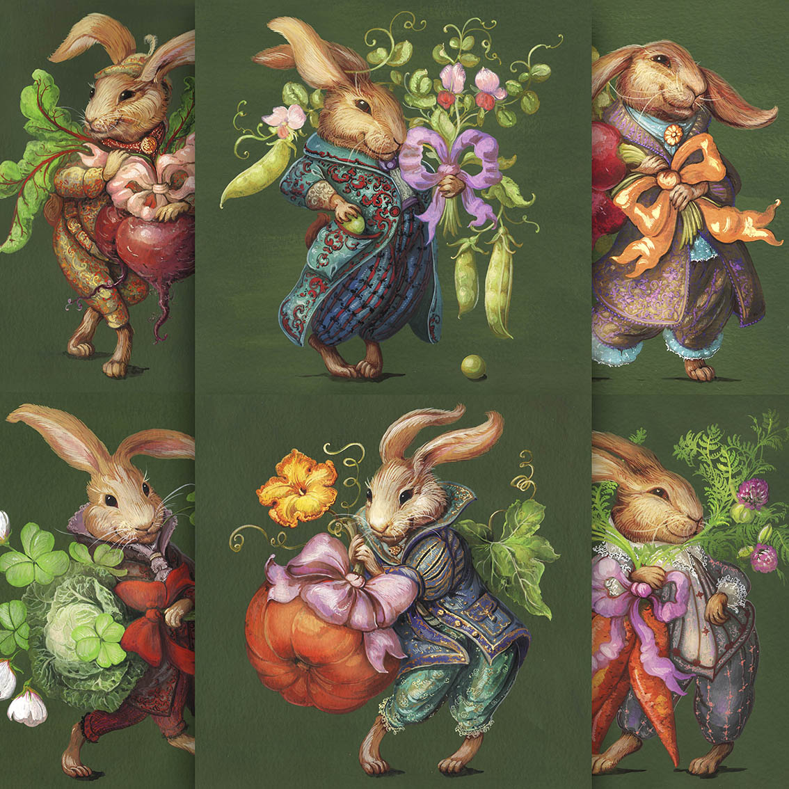 Серия открыток Зайчик с букетом