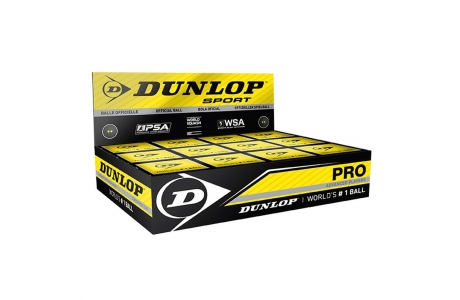 Мячи для сквоша Dunlop Pro 2 желтые точки, черный, 12 штук