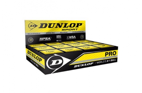 Мячи для сквоша Dunlop White Pro 1 желтая точка, белый, 12 штук