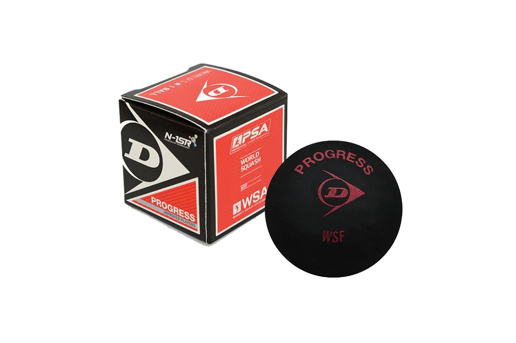Мячи для сквоша Dunlop Progress 1 красная точка, черный, 1 штука