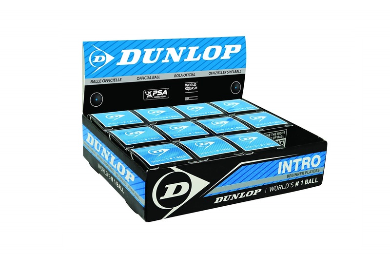 Мячи для сквоша Dunlop Intro 1 синяя точка, черный, 12 штук