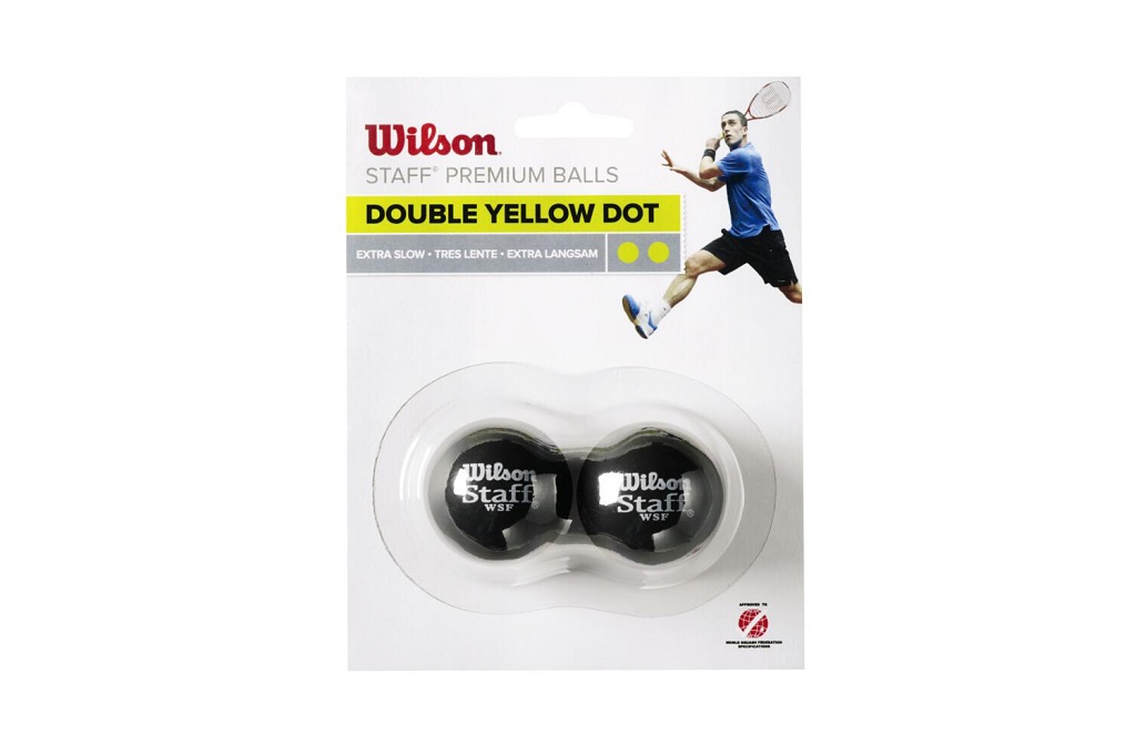 Мячи для сквоша Wilson Staff Yellow Dot, 2 желтые точки, черный, 2 штуки