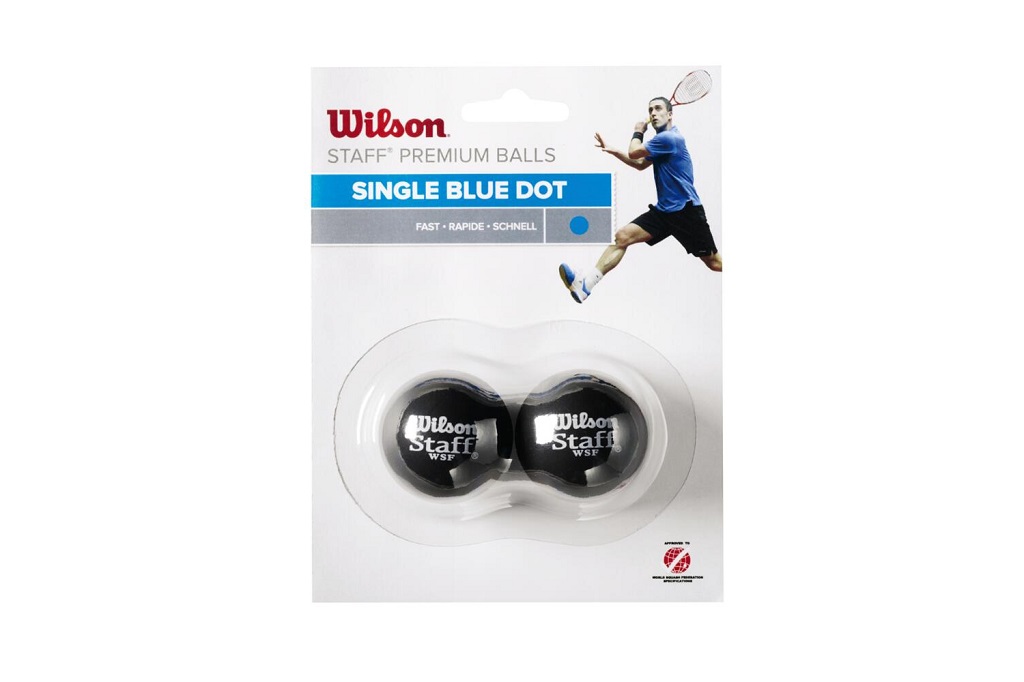Мячи для сквоша Wilson Staff Blue Dot, 1 синяя точка, черный, 2 штуки