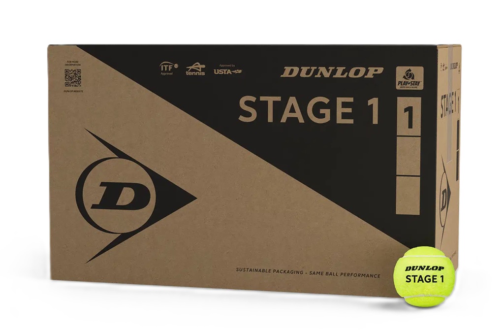 Детские теннисные мячи Dunlop Stage 1 Green КОРОБКА (18 упак. по 4 мяча)