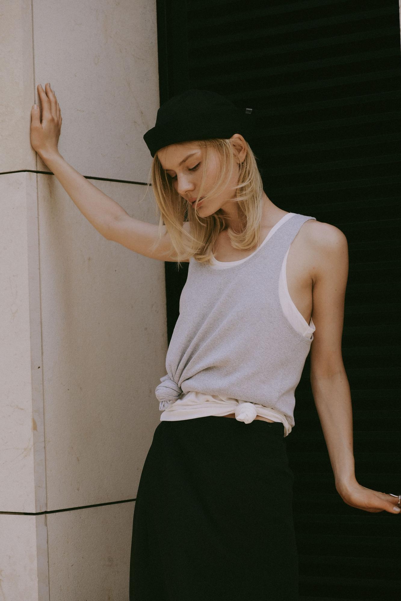 Двойной топ из хлопка и вискозы