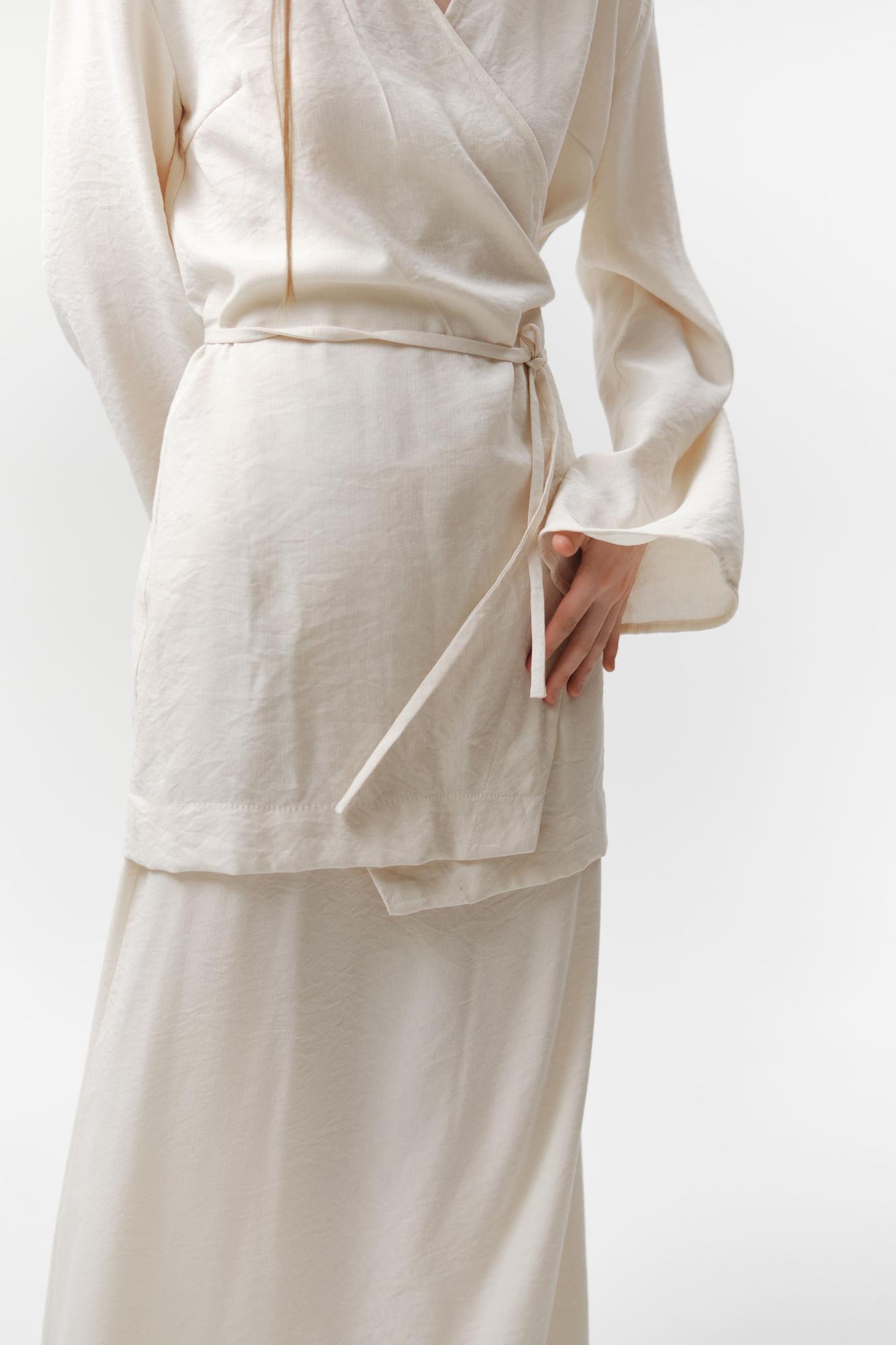 Накидка-кимоно из фактурного льна