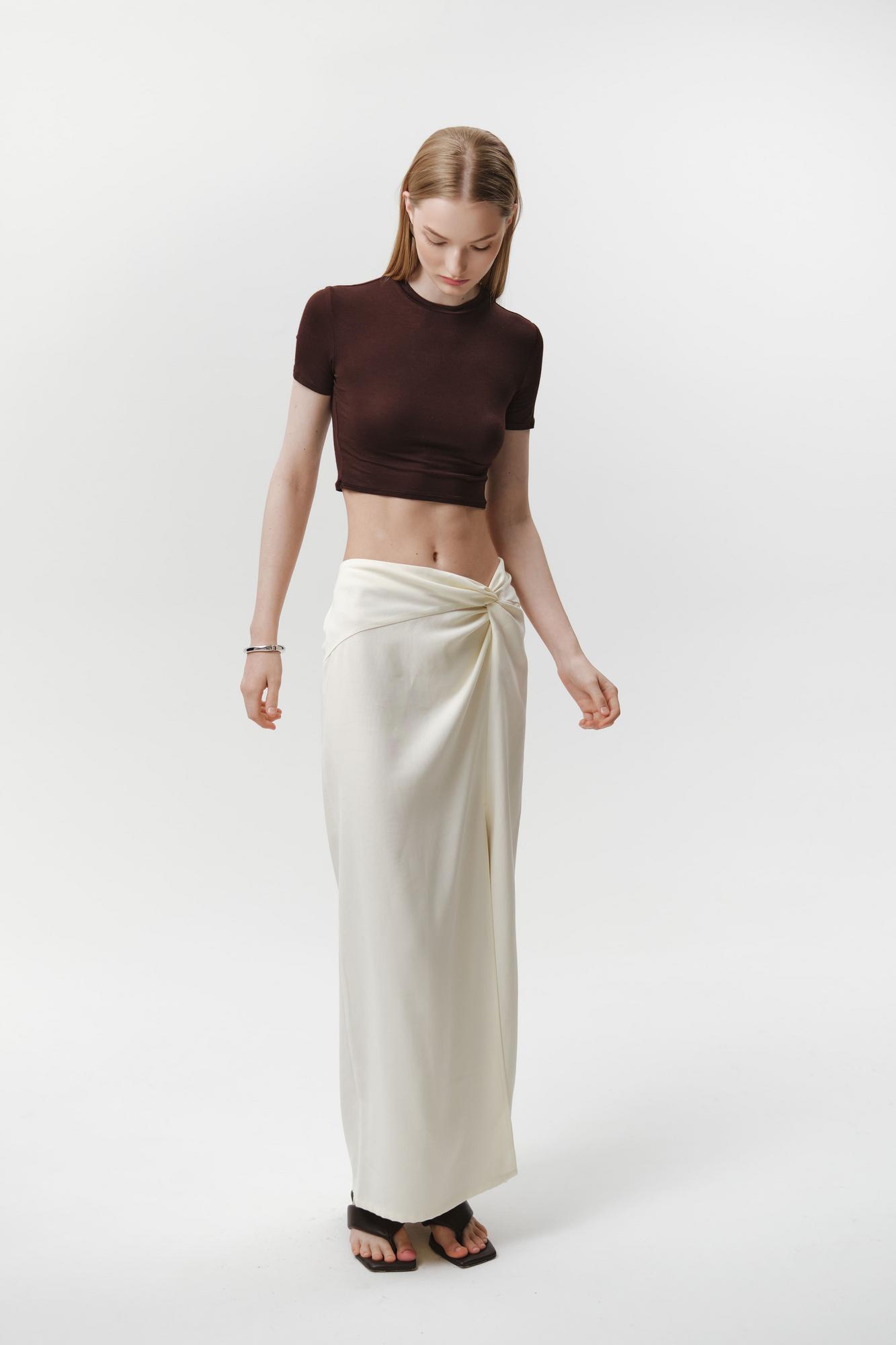 Юбка макси с разрезом из тенселя