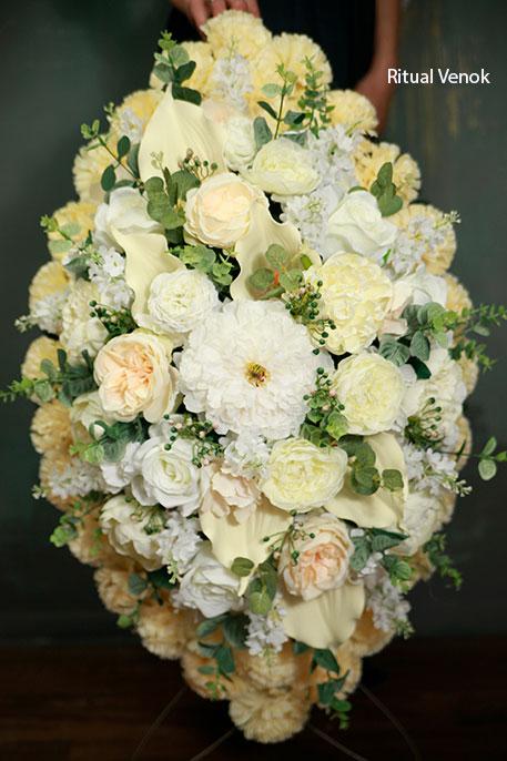 Искусственный траурный венок Premium "Верба"  высота 90см\ширина 50см