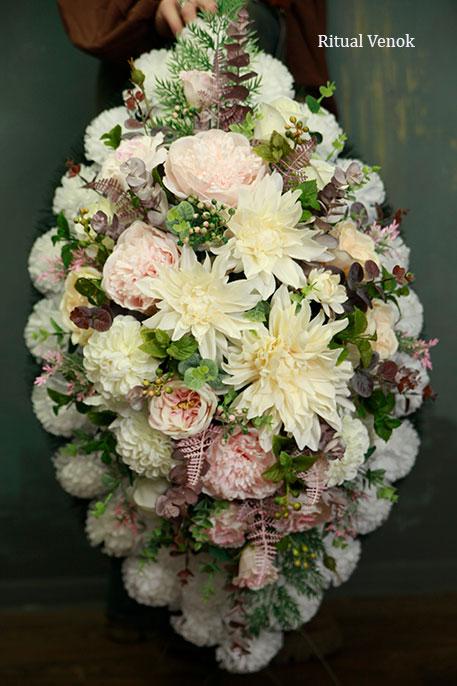 Траурный венок из искусственных цветов Premium " Астория " высота 90 см