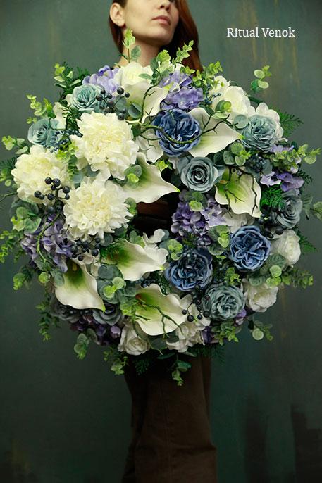 Траурный венок искусственный " Флора" ,диаметр 65 см