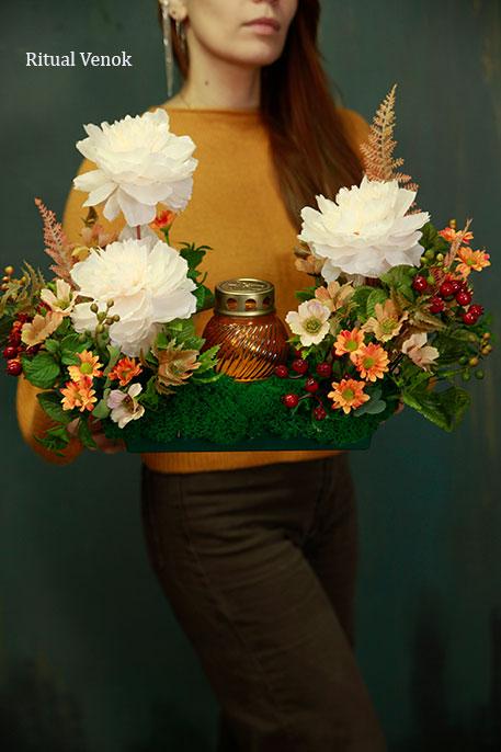 Композиция  с лампадкой " Альма"  длина 40 см/ высота 25см