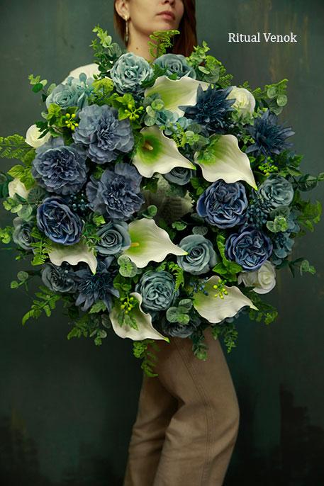 Ритуальный искусственный венок Premium "Эвкалипт" диаметр 60 см