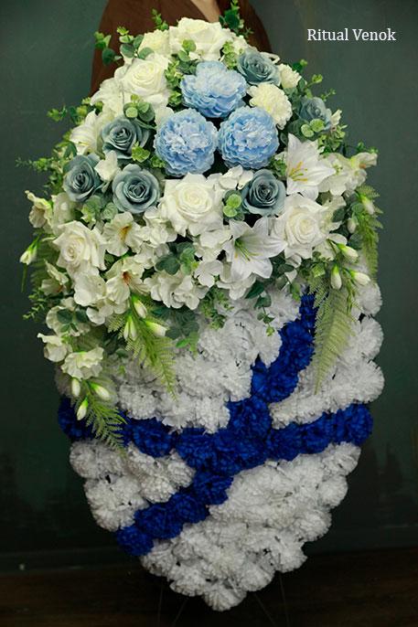 Искусственный траурный венок с Андреевским флагом "Эталон", высота 120 см