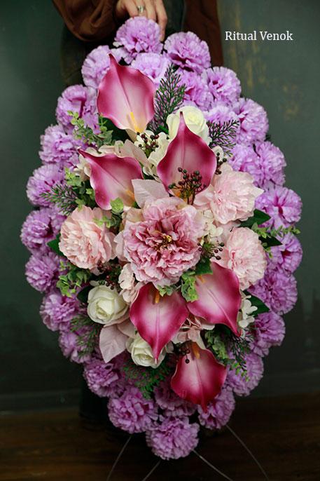 Искусственный траурный венок Premium "Амели" высота 90 см\ ширина 50см