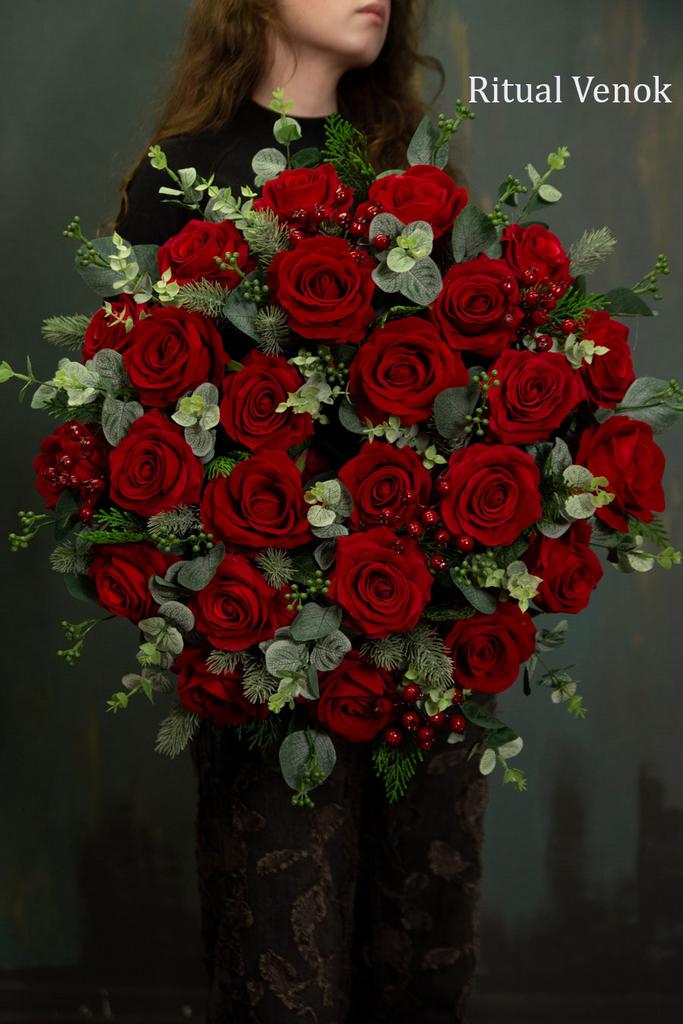 Траурный венок искусственный Premium "Вельвет",  диаметр 50 см