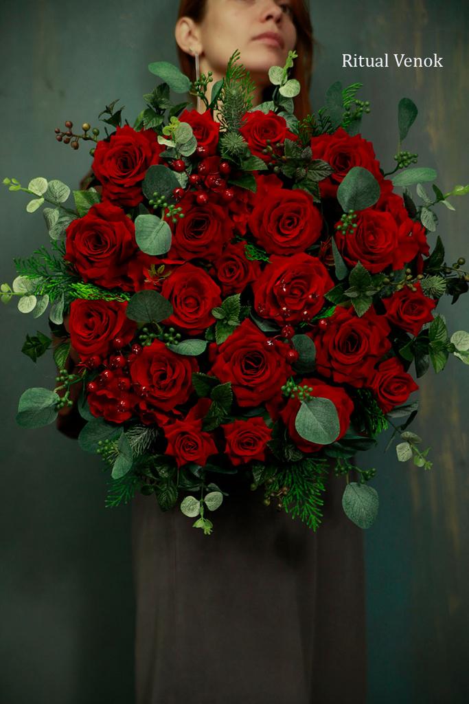 Траурный венок искусственный Premium "Вельвет",  диаметр 45 см