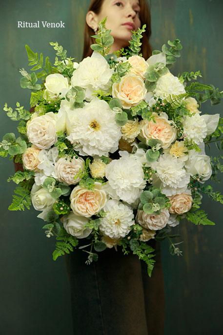 Ритуальный венок из искусственных цветов Premium "Шервуд" , диаметр 55см