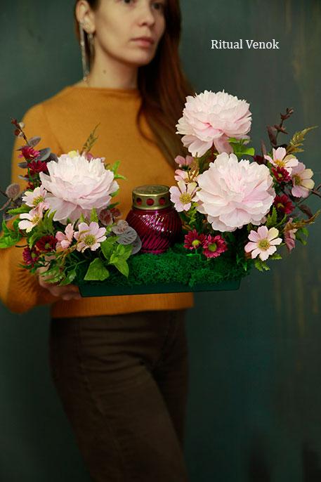 Композиция с лампадкой  "Руна" :  длина 40 см\ высота 25см