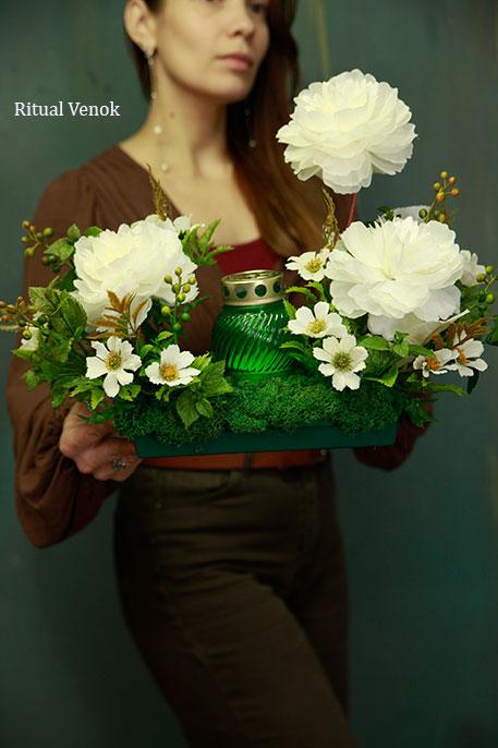 Композиция с лампадкой  "Руна" :  длина 40 см\ высота 25см