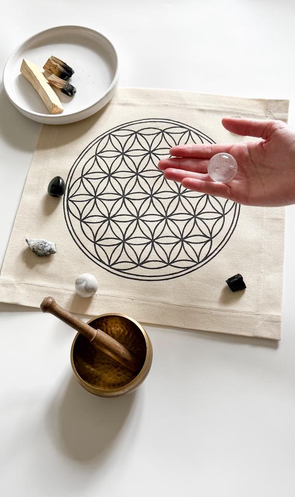 Коврик для работы с кристаллической решеткой - Цветок жизни - Графитный