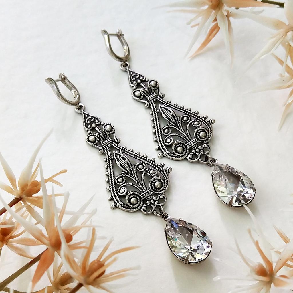 Серьги "Бенедикта" Фианит CZ (капля)