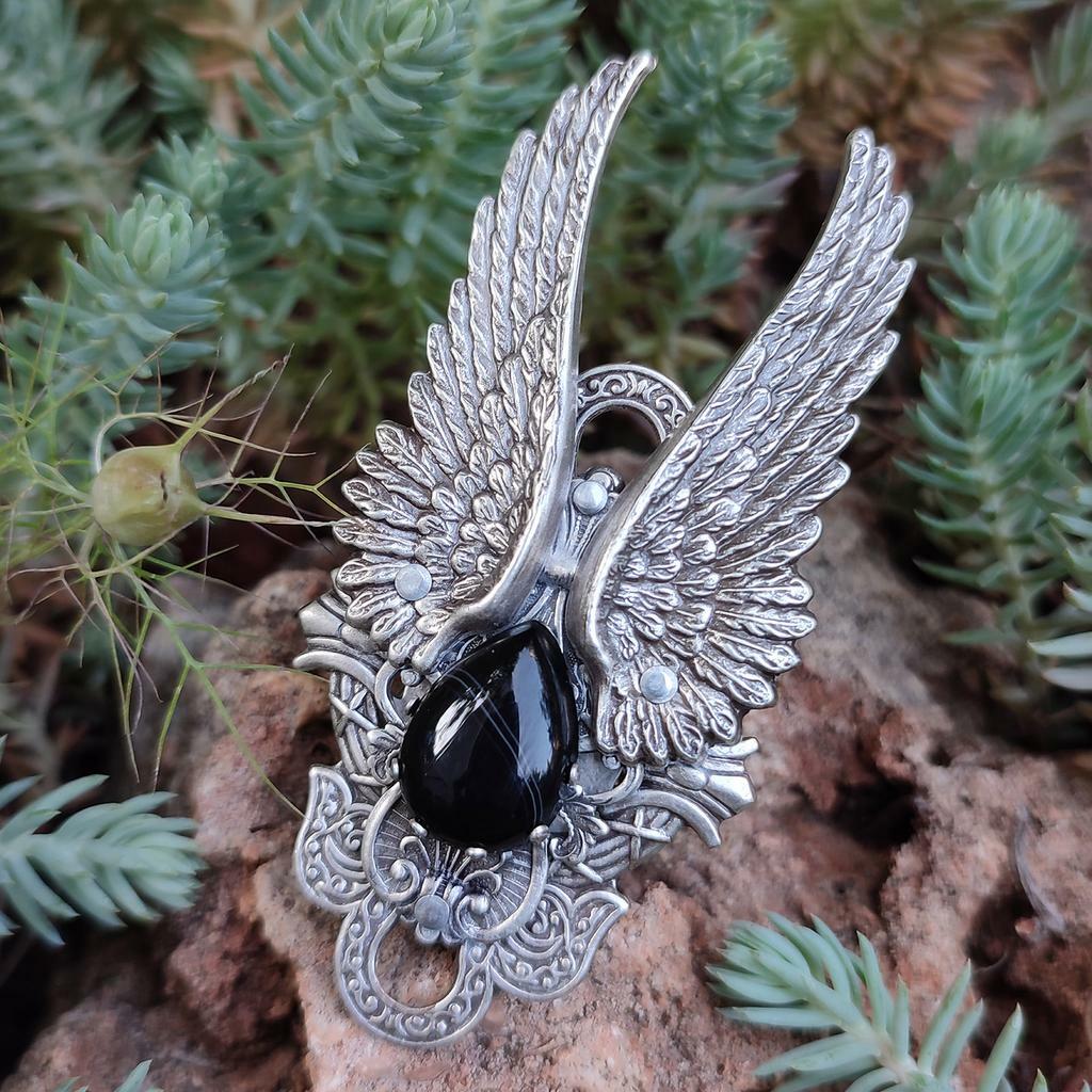 Кольцо "Ангел" Черный Агат