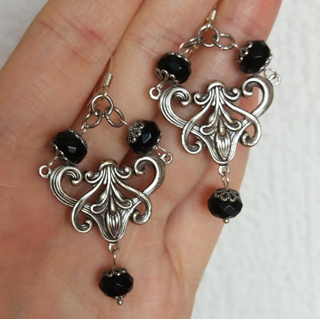 Серьги "Илизия" Черный оникс