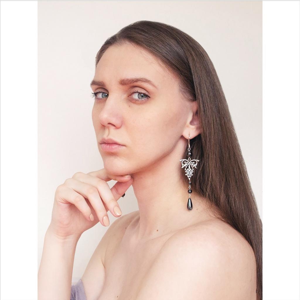 Серьги "Филлидис" Гематит