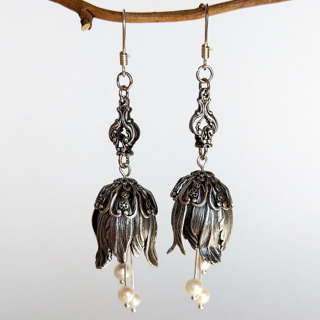 Серьги Флора Реной Жемчуг в интернет-магазине авторских украшений Shard Noir