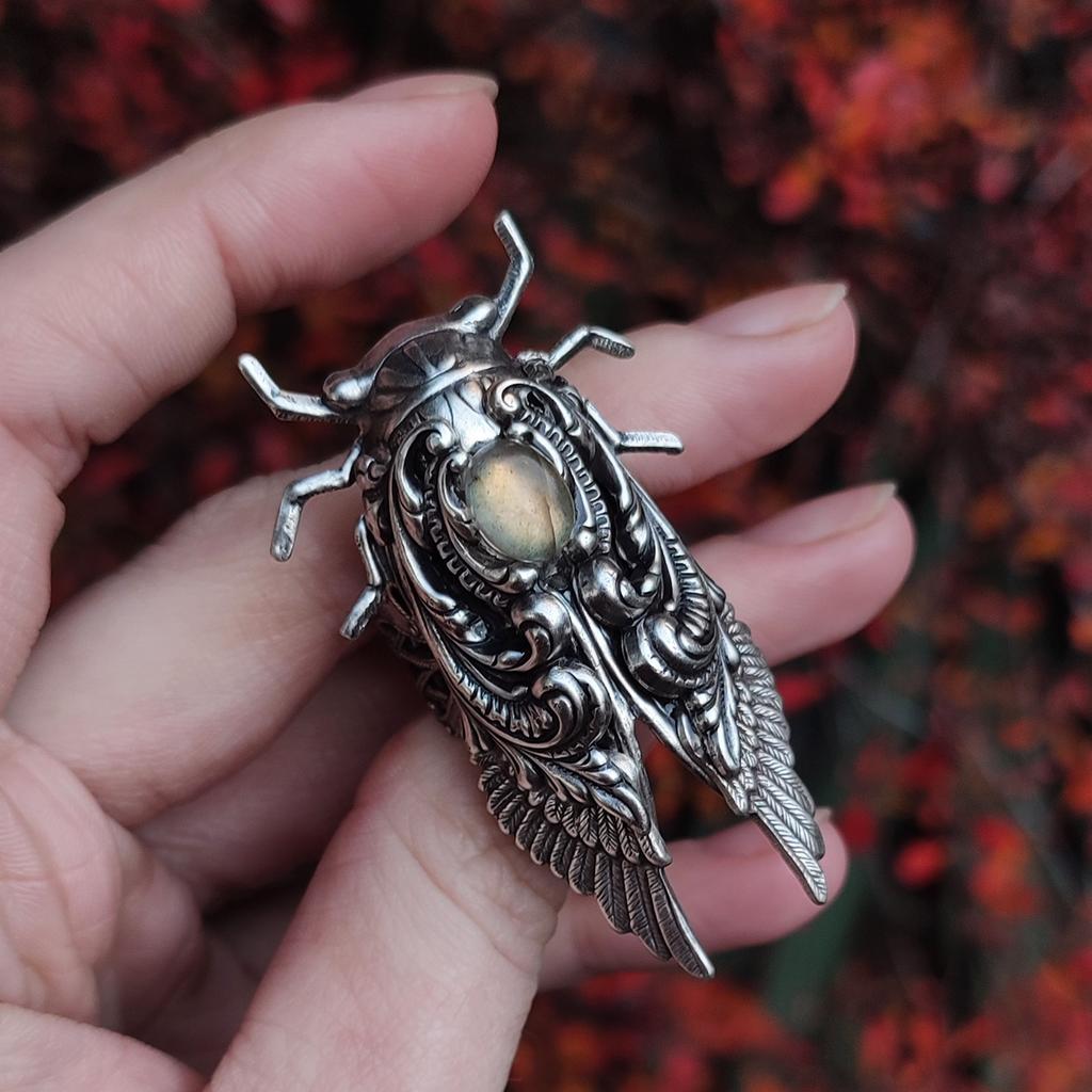 Кольцо Цикада Лабрадорит ( Лабрадор, Спектролит ) в интернет-магазине авторских украшений Shard Noir