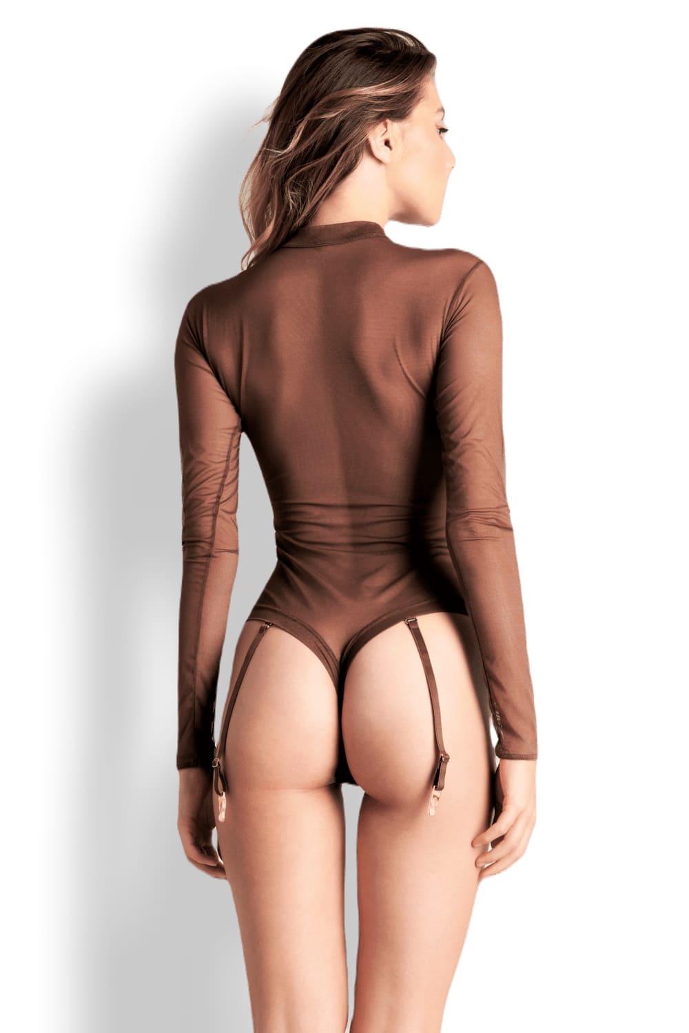 Боди-стринги с длинным рукавом и подтяжками Maison Close 560294