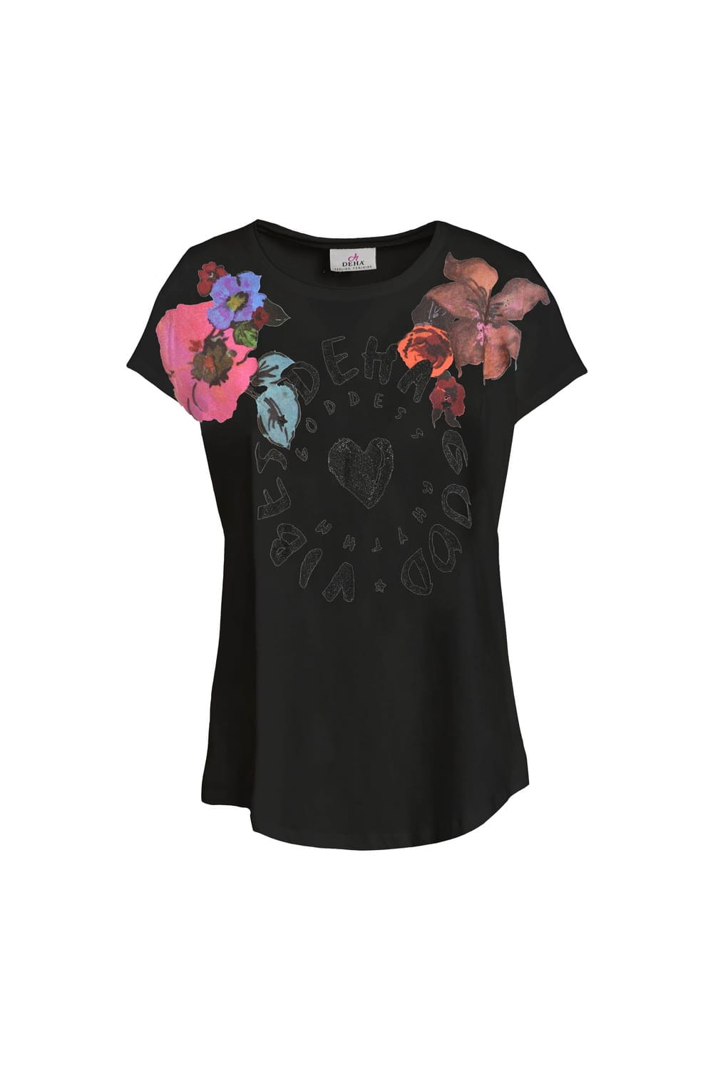 Футболка из хлопка с цветочным принтом DEHA D73033